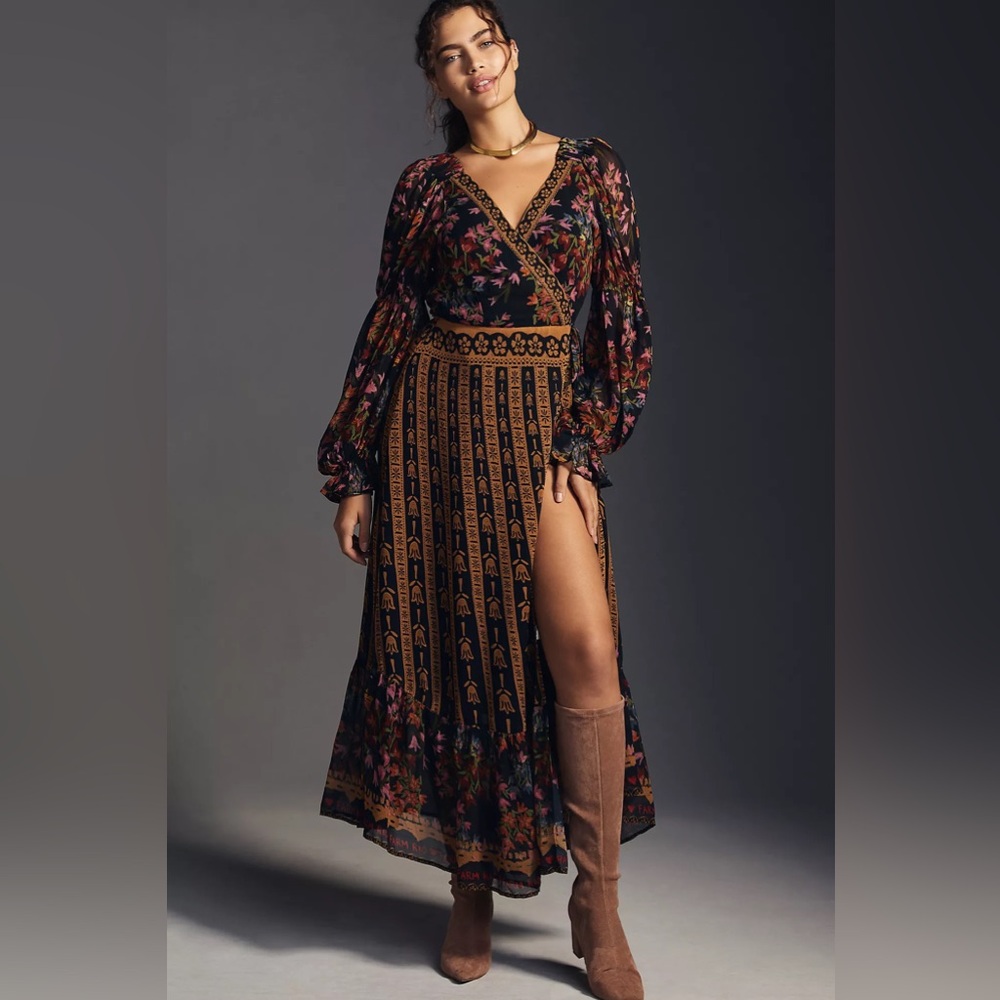 Farm Rio Anthropologie Side-Slit Maxi Dress